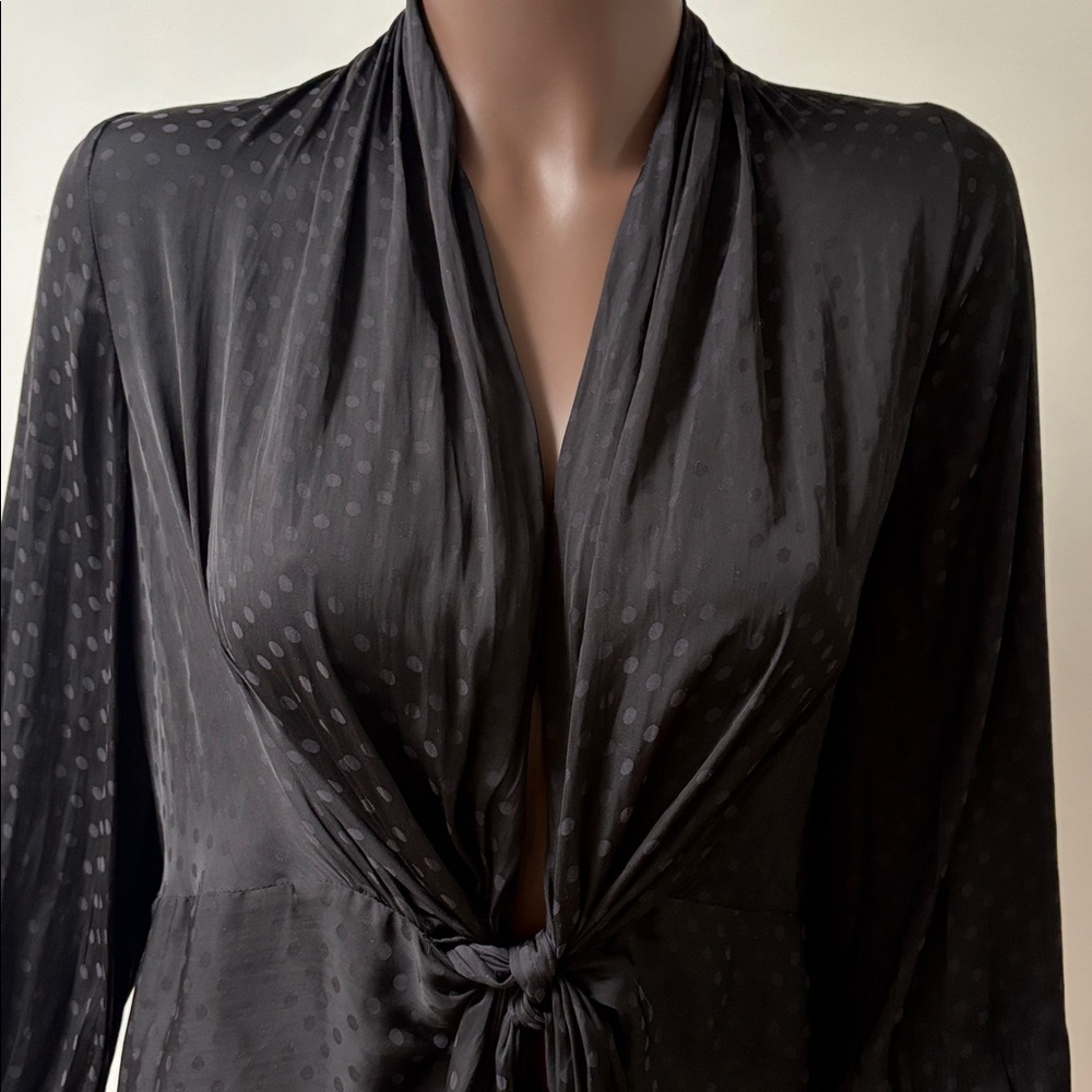Current Air Black Tie-Front Sheer Blouse - Picture 2 of 11